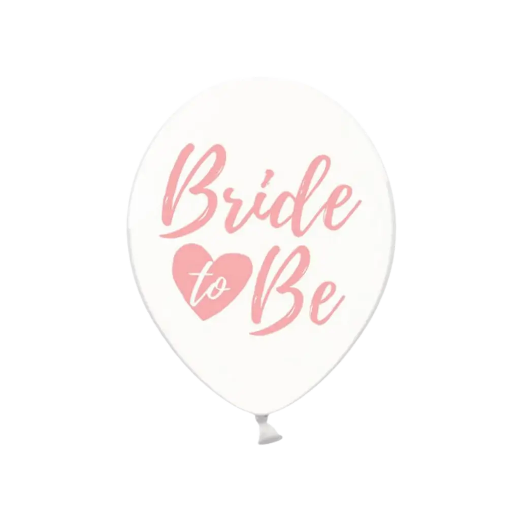 6 Palloncini trasparenti con scritta BRIDE TO BE rosa