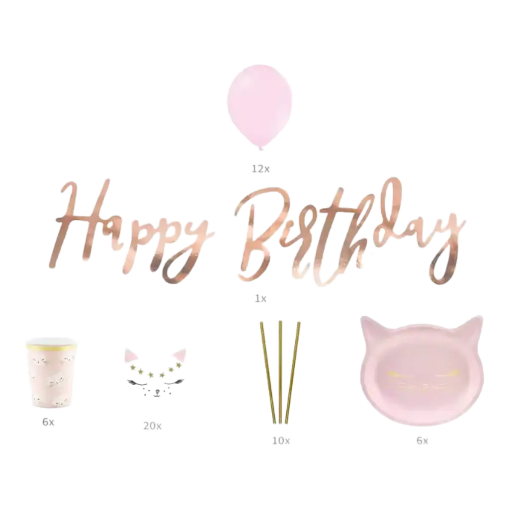 Kit di decorazione per il compleanno a tema Pink Cat