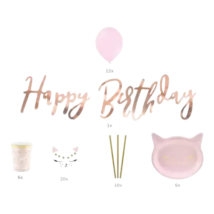 Kit di decorazione per il compleanno a tema Pink Cat