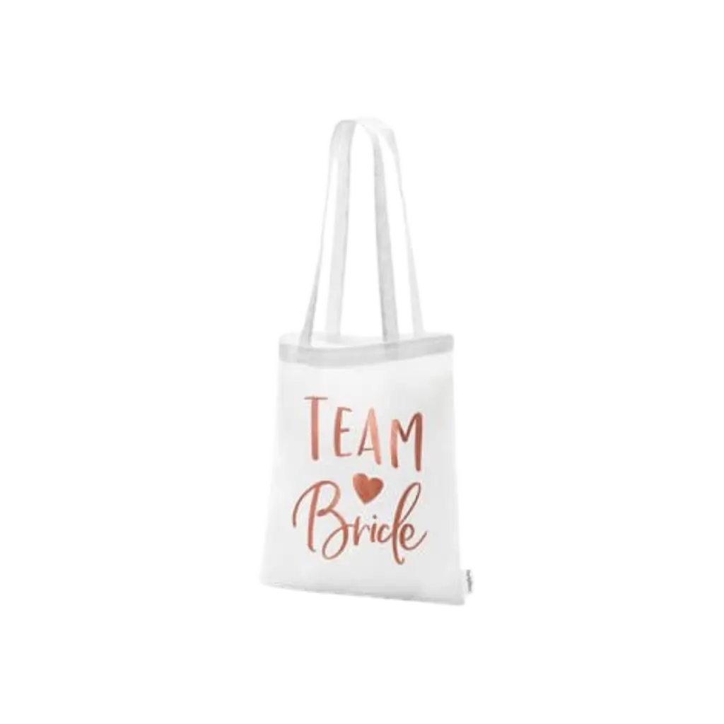 Borsa in cotone con scritta TEAM BRIDE oro rosa