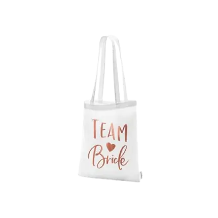 Borsa in cotone con scritta TEAM BRIDE oro rosa