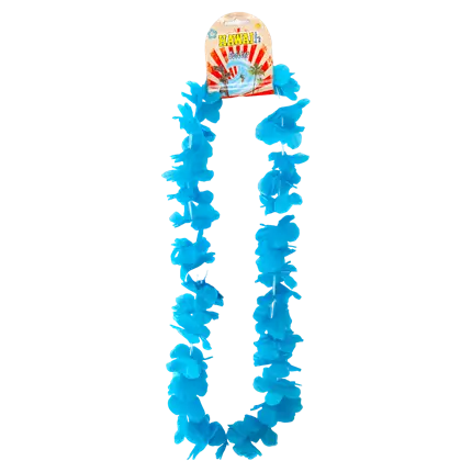 Collana hawaiana con fiori blu turchese
