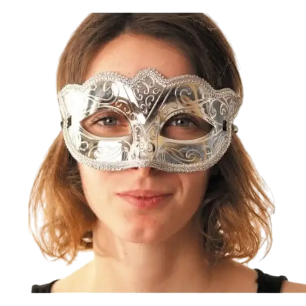 Maschera veneziana burlesque argento