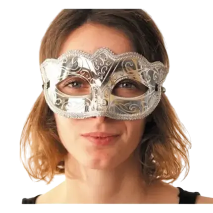Maschera veneziana burlesque argento
