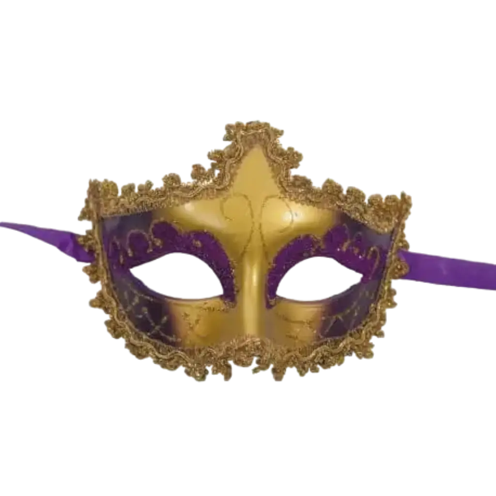 Maschera veneziana d'oro e viola