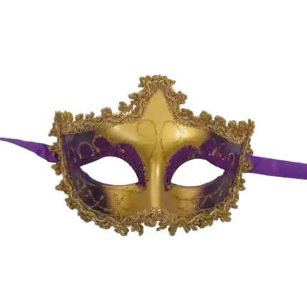 Maschera veneziana d'oro e viola