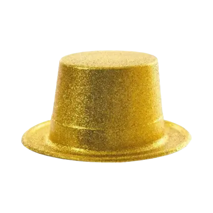 Cappello a cilindro con paillettes oro