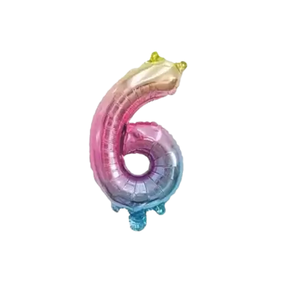 Palloncino anniversario numero 6 Arcobaleno 36cm