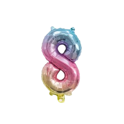 Palloncino anniversario numero 8 Arcobaleno 36cm