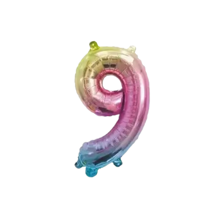 Pallone da compleanno numero 9 Arcobaleno 36cm