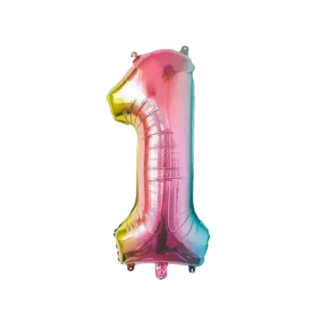 Palloncino anniversario numero 1 Arcobaleno 86cm