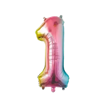 Palloncino anniversario numero 1 Arcobaleno 86cm