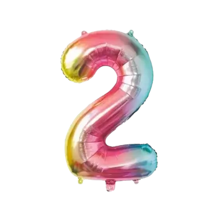 Palloncino anniversario numero 2 Arcobaleno 86cm