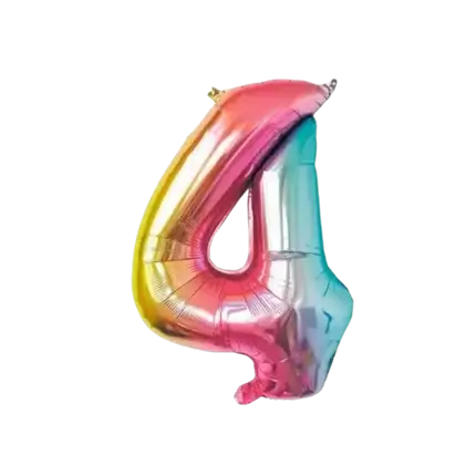 Palloncino anniversario numero 4 Arcobaleno 86cm