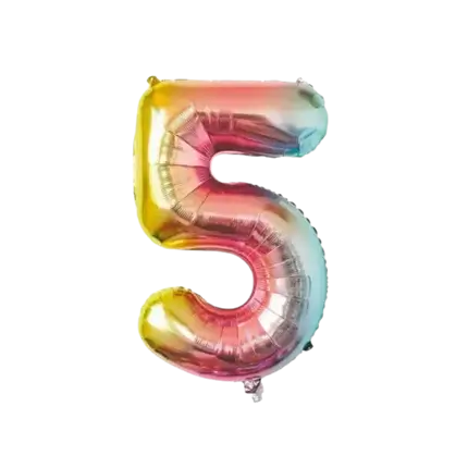 Palloncino anniversario numero 5 Arcobaleno 86cm