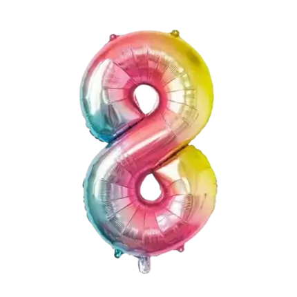 Palloncino anniversario numero 8 Arcobaleno 86cm