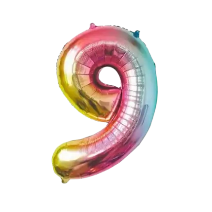 Pallone da compleanno numero 9 Arcobaleno 86cm