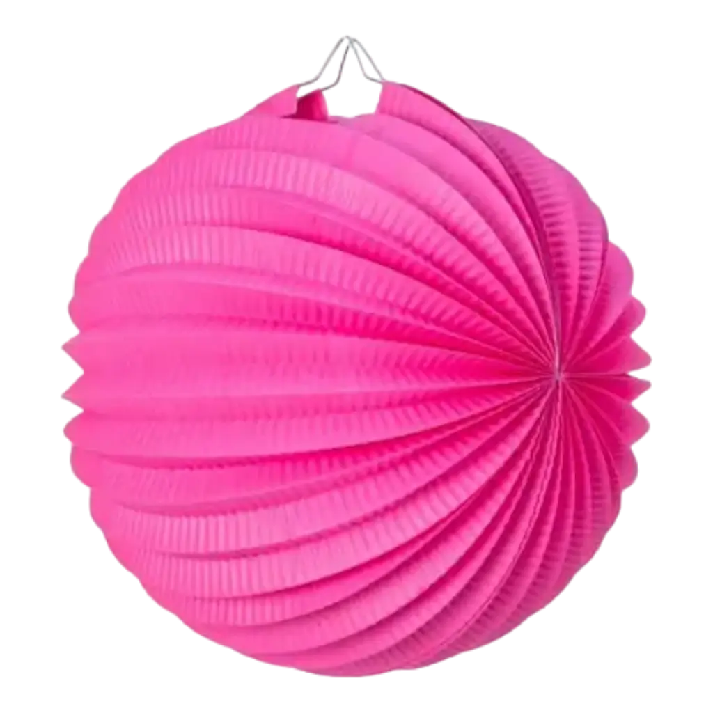 Lampada a sfera di carta tonda rosa fucsia 30cm