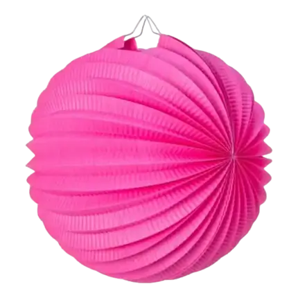 Lampada a sfera di carta tonda rosa fucsia 30cm