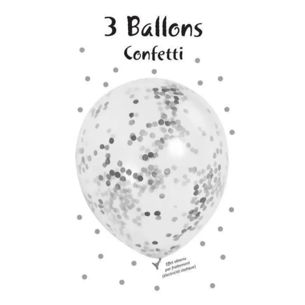 Confezione da 3 coriandoli Palloncini in metallo argento