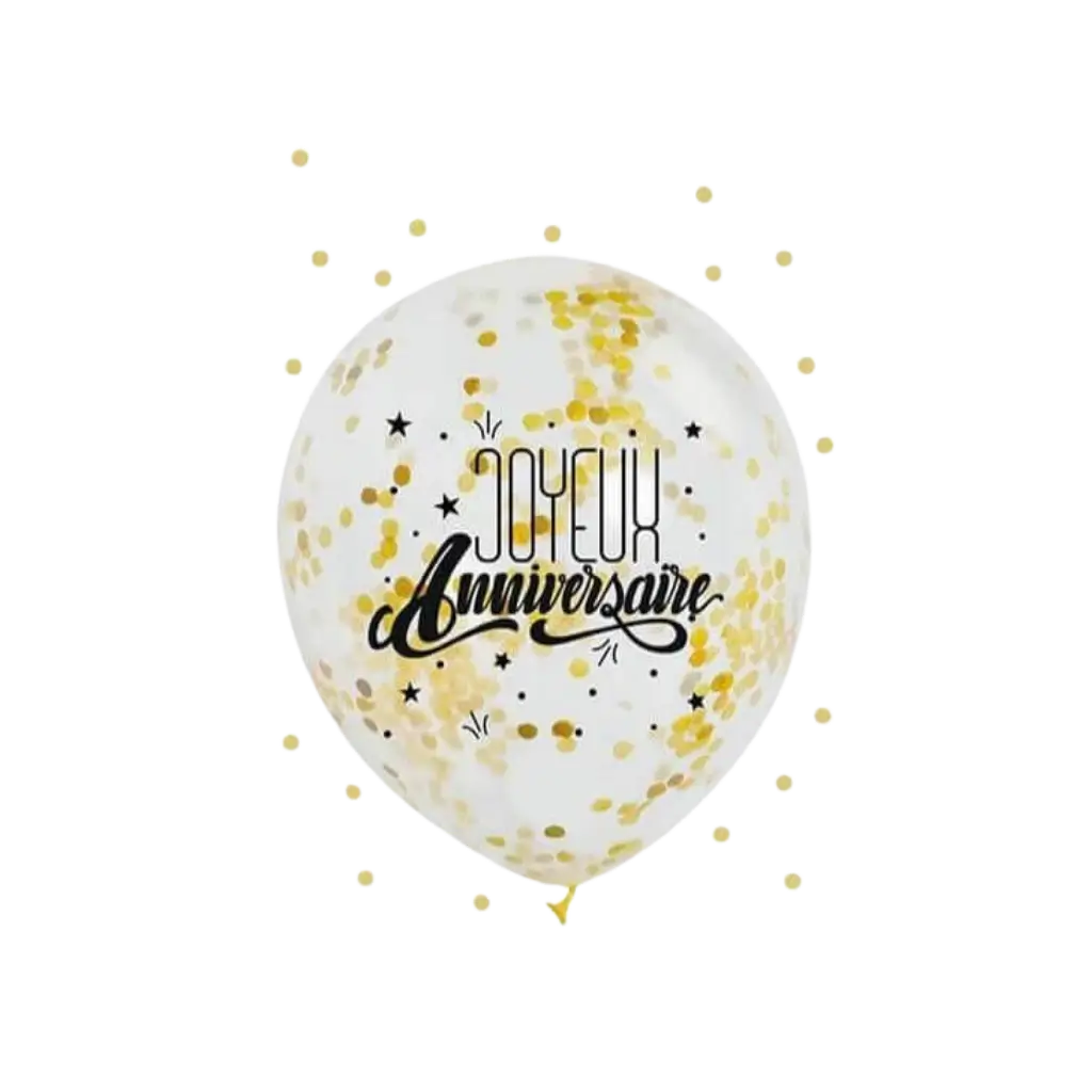 Set di 3 palloncini con coriandoli d'oro "Buon compleanno".