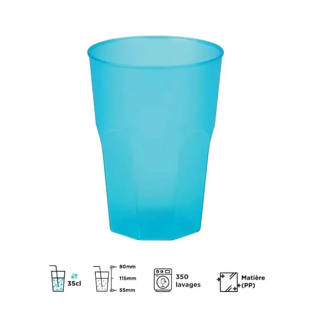 Bicchiere da cocktail blu turchese 35cl (Set di 20)