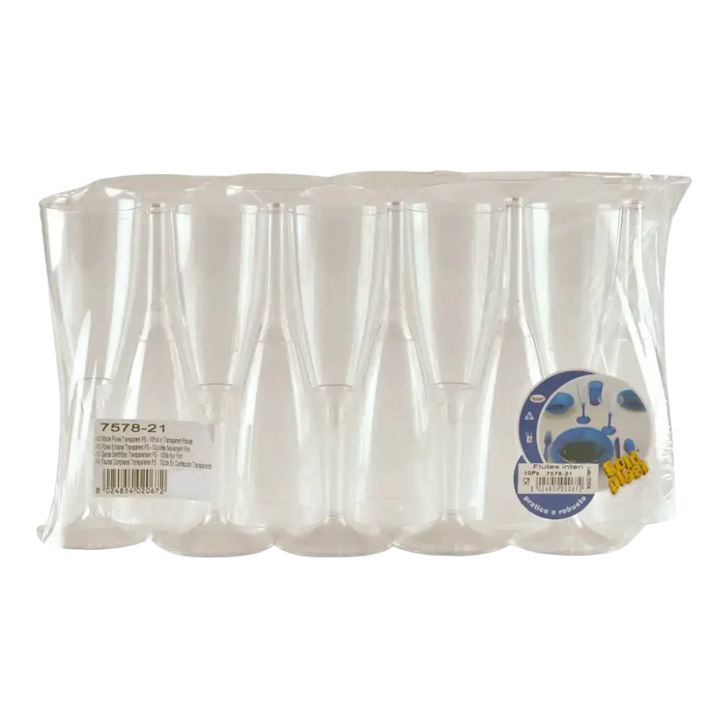 Flute per champagne in plastica trasparente 12cl - Set da 10