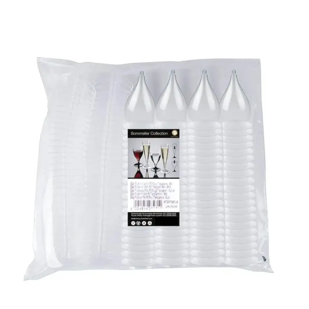 Set di 100 bicchieri da vino in plastica trasparente 20cl