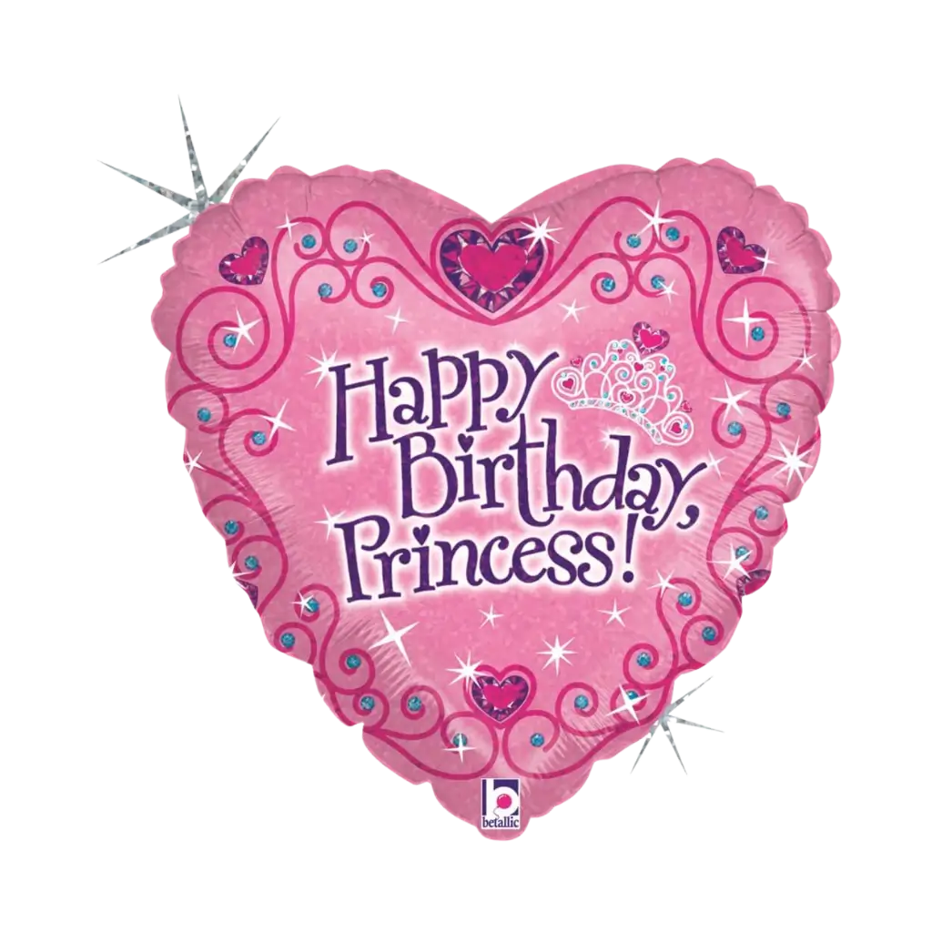 Buon compleanno Princess Palloncino a cuore rosa 45cm