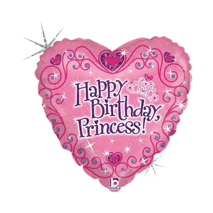 Buon compleanno Princess Palloncino a cuore rosa 45cm