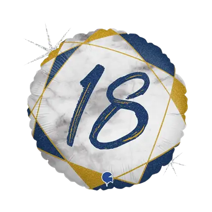 Compleanno Balloon Marble Effect 18 Blu 45cm