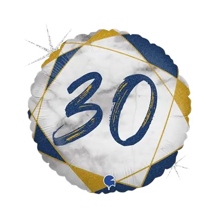 Compleanno palla effetto marmo 30 blu 45cm