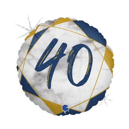 Compleanno Balloon Marble Effect 40 Blu 45cm