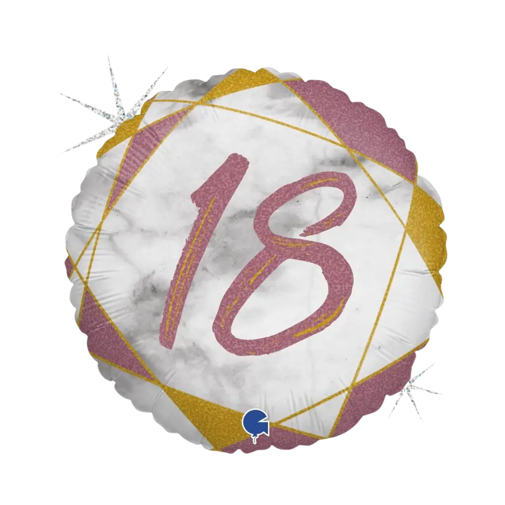 Compleanno Balloon Marble Effetto Marmo 18 Oro Rosa 45cm