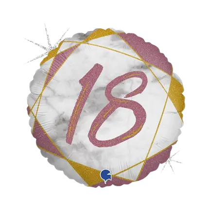 Compleanno Balloon Marble Effetto Marmo 18 Oro Rosa 45cm