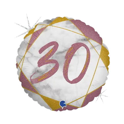 Compleanno Ball Marble Effetto Marmo 30 Oro Rosa 45cm