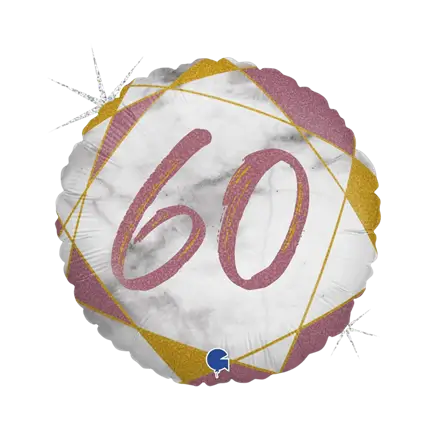 Birthday Ball Marble Effect 60 Pink Gold 45cm