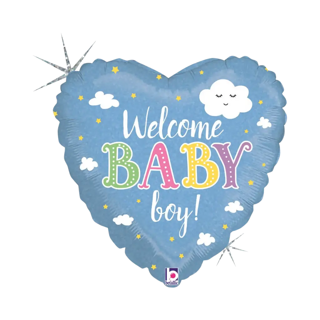 Benvenuto Baby Boy Heart Balloon 45cm