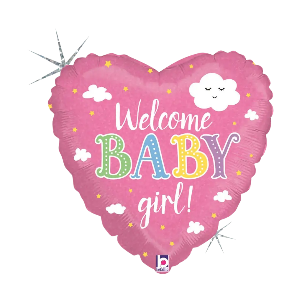 Benvenuto Baby Girl Heart Balloon 45cm