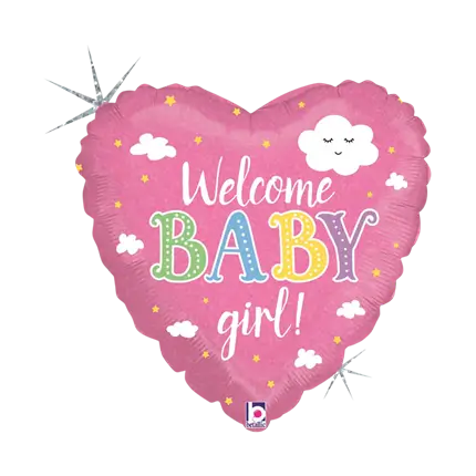 Benvenuto Baby Girl Heart Balloon 45cm
