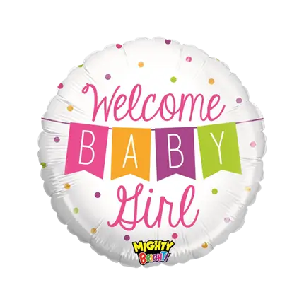 Palloncino Welcome Baby Girl tondo ø53cm