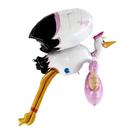 Cicogna gigante 3D Balloon Stork It's a Girl 157cm