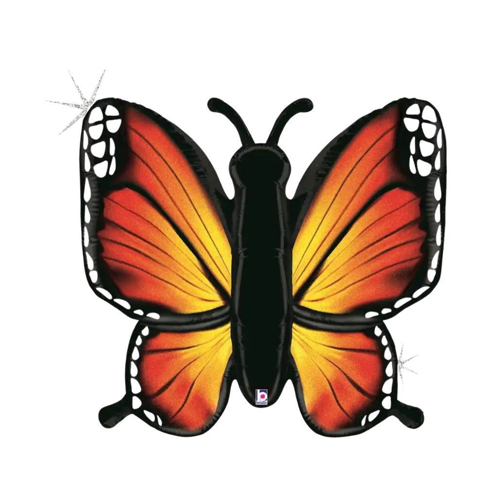 Palloncino olografico a farfalla arancione 117cm