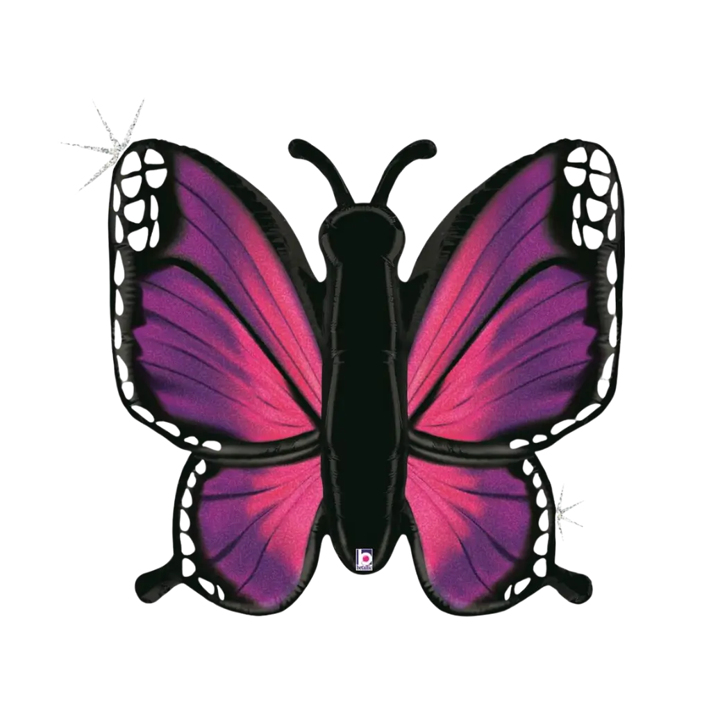 Palloncino olografico a farfalla rosa 117cm