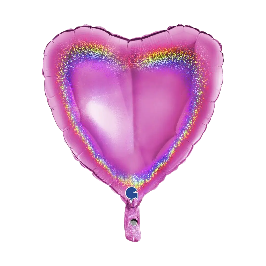 Palloncino olografico a cuore rosa 46cm