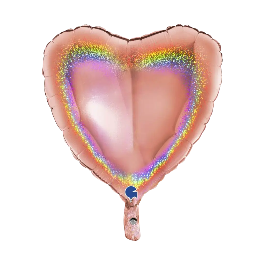46cm Palloncino a cuore olografico in oro rosa 46cm