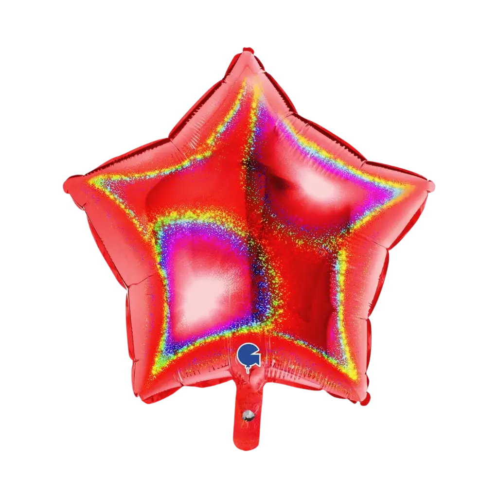 Palloncino olografico rosso a stella 46cm