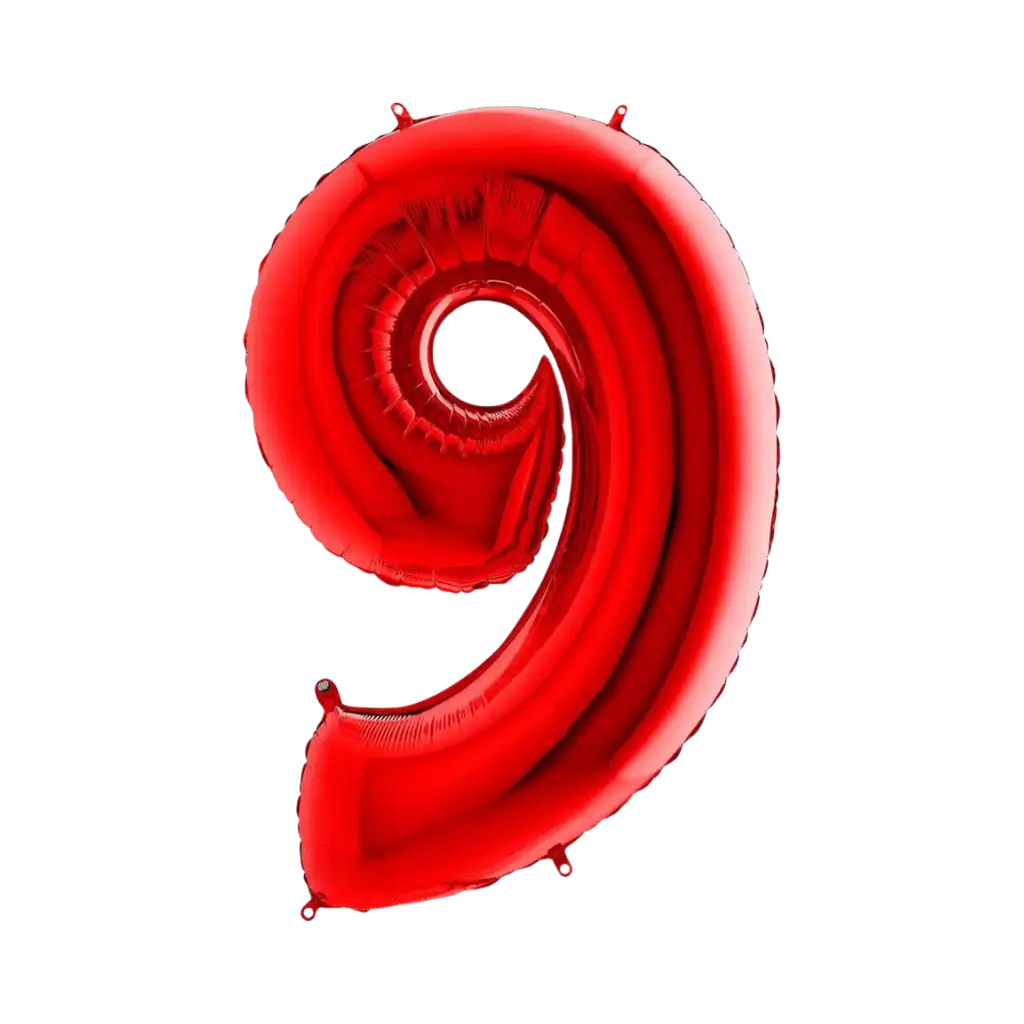 Palloncino anniversario numero 9 Rosso 102cm