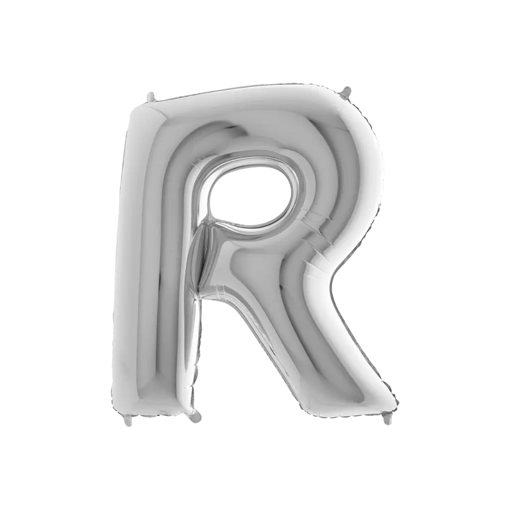 Palloncino in alluminio lettera R Argento 102cm