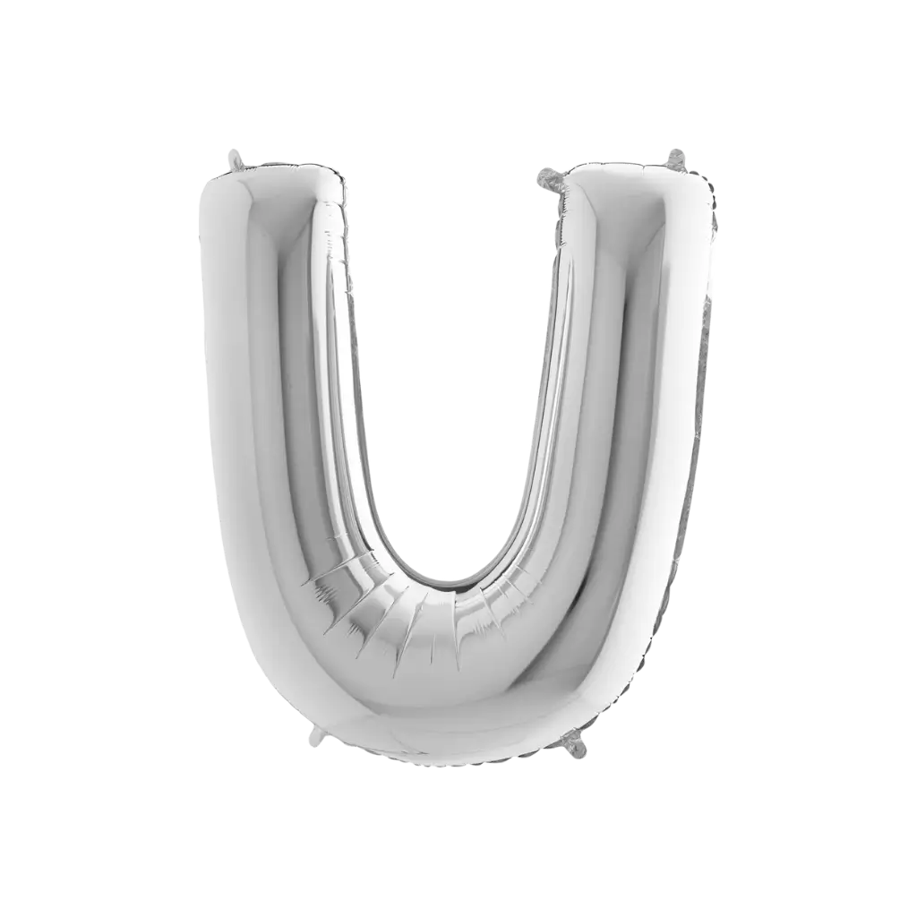 Palloncino in alluminio lettera U Argento 102cm